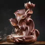 hot Ceramic Backflow Incense Holder Burner "Lotus Waterfalls"