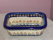 Polish Pottery Loaf Pan! UNIKAT Signature Lucy Pattern!