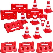 Generic 24Pcs Mini Traffic Cones Playset Roadblock Signs Fences Safety for Role Play Imaginative Play for Teaching Traffic Knowledge