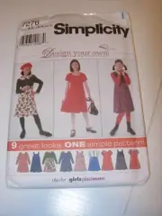 CHILDS GIRLS TEEN UNCUT SIMPLICITY 7276 Sewing Pattern DRESS JUMPER SIZE 7-14