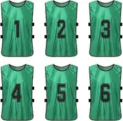 6PCS Kid's Football Pinnies Quick Drying Soccer Jerseys Youth Sports Scrimmage Basketball Team Training Numbered Bibs Practice Sports Vest