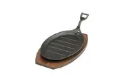 CHEF INOX BLACK HAMMER-STONE CAST IRON STEAK SIZZLE PLATE WITH HANDLE