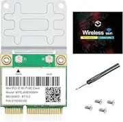 WiFi 6E Half Mini PCI-E WiFi Network Card 802.11AX AC MPE-AXE3000H 2.4GHz 5GHz 6GHz 5400Mbps Wireless Card BT5.2 MU-MIMO Mini PCIe Wi-Fi 6E Adapter OFDMA vPro for Windows 10/11 PC Laptops