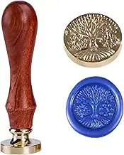 Moon with Tree of Life Sealing Wax Stamp Sun and Seven Star Wax Seal Head with Wooden Handle 25mm 0.98'' Vintage DIY Stamp for Thanksgiving Day and Other Holiday