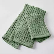 Limestone Organic Cotton Waffle Hand Towel & Face Washer Set