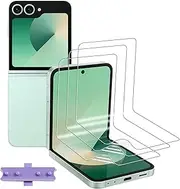 [3 Pack] Hydrogel Screen Protector for Samsung Galaxy Z Flip 6/Z Flip 5/Z Flip 4 5G, Electro-weideworld Scratch Resistant HD Clear TPU Screen Protector, Support Fingerprint Unlock