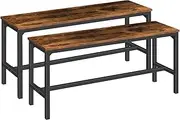 HOOBRO Dining Benches, Pair of 2 Kitchen Benches, Industrial Table Benches, Wooden Indoor Benches, Durable and Stable, for Dining Room, Kitchen, Living Room, Bedroom, Rustic Brown BF02CD01