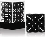36 of Pack 12MM 6 Sided Dice Set,Solid Black Game Dice Set, 6 Sided Standard Colored Dices for Tenzi, Bunco or Teaching Math,with Portable Plastic Box(Black)