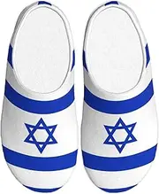 [EdWal] Israeli flag print Winter Warm Slippers Indoor Anti-skid Plush Slippers Relaxing at Home for Women Men
