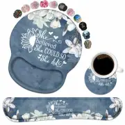 Keyboard Wrist Rest and Mouse Pad Wrist Support Set with Coasters, Inspiratio...