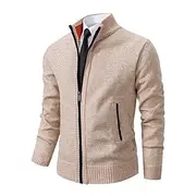 Men's Cardigan Sweater Dress Sweater Zip Sweater Ribbed Knit Cropped Knitted Plain Standing Collar Warm Ups Modern Contemporary Daily Wear Going out Clothing A