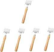 Cabilock 5pcs Aluminum Alloy Wood Handle Versatile Ice Chopping Fork for Cocktails and Drinks Essential Bar Tool for Bartenders and Home Use