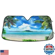 Summer Tropical Palm Trees Beach Car Windshield Sun Shade Forest Sky Sunshade