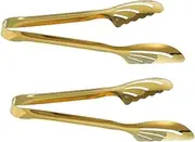 FONDOTIN 2pcs Stainless Steel Kitchen Tongs Heat Resistant Clam Shell Serving Utensils for Appetizers Desserts Salads and Barbecue Cooking