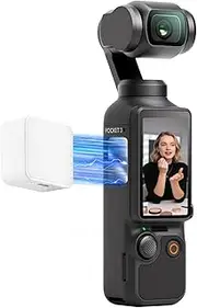 Flymile Pocket 3 Magnetic Fill Light Accessories, 6500K Adjustable Video Light with Quick-Release Cold Shoe Base, Compatible with DJI Osmo Action 5 Pro/4/3 Camera Cage Attachment, White