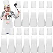 Ecoofor kids chef hat and apron Ages 5-12 Kids Apron with Pocket for Boys Girl's Kitchen Cooking Baking Painting Wear