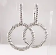Brand New Genuine Pandora Moments Charm Double Hoop Circle Earrings 299562C00