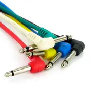 6 Pack of Selby 6.35mm 1/4 Inch Audio Cables Instrument Leads Right Angled Plugs