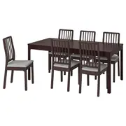 EKEDALEN / EKEDALEN table and 6 chairs, dark brown/Orrsta light grey, 180/240 cm
