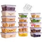 16 Pcs Reusable BPA-Free Plastic Food Storage Containers With 248 Pantry Food...