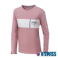 在飛比找momo購物網優惠-【K-SWISS】長袖T恤 Panel Tee-女-粉紅(1