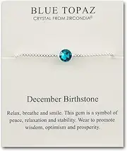 [Philip Jones] December (Blue Topaz) Birthstone Bracelet Created with Zircondia® Crystals, 8 5 inch, Silver Plated, zircondia® crystal