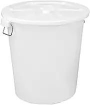 Outdoor Trash Can 17.1/26.4 Gallon Outdoor Garbage Can, Large Capacity Round Garbage Can with Lid and Handle, White/Blue, Waste Container for Home Garage Mall, etc Outside Garbage can(65L,White)