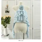 Ruffle-Layered Rosette Halter Top Blue - One Size