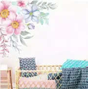 Pink Corner Flower Branch Wall Decal Baby Cot Decor Nursery Girls Sticker Art