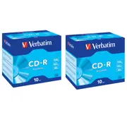 20pc Verbatim CD-R 700MB 52x Speed Blank Disc Media/Data Storage w/Jewel Case