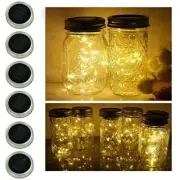 6 Pack LED Solar Mason Jar Lids Fairy Lights for Garden Patio Party Decor