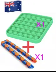 2 Pcs ( Push Pop Bubble + Wacky Tracks Snake) Sensory Toy Autism Fidget Kids AUS