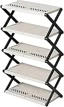 AIMALL 5 Tier 50.5cm Wide Cream White Five-Layer Folding Shoe Rack, Space-Saving Multi-Layer Shoe Storage for Household Doorway, Dormitory, and Entryway