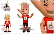 Giant hand REDBROKOLY Mascot. Supporter REDBROKOLY Mascot