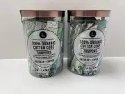 2x L. Organic Cotton Core Tampons Super & Regular Absorbency 30 Count (60 Total)