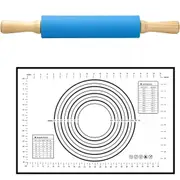 Rolling Pin Pastry Mat Set Rolling Pin Kit Silicone Dough Mat Baking Tool