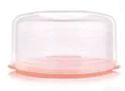 Tupperware LARGE Round Cake Taker or Pie Meadow Pink w/Handle Sheer Cover NEW