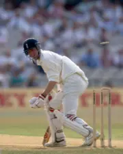 England batsman Nick Knight is bowled by Courtney Walsh of th- Cricket Photo 1