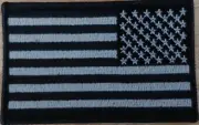USA Flag Patch W/ VELCRO® Brand Fastener Gray & Black Left United States Emblem