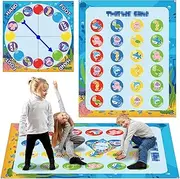 Lonfliness Summer Ocean Animal Pose Balance Floor Game for 2 or More Players, Sea Theme Large Mat Party Game Indoor Outdoor Family Reunion Game for Friend Group Activity Under the Sea Party Favor Gift