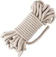 Tenn Well 10mm Macrame Cord, 50 Feet Thick Cotton Rope Unbleached Twisted Rope for Crafts, Wall Hangings, Plant Hangers, Knotting and Decoration (Beige)