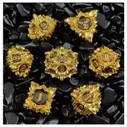TEG - 7 Gold w/ Black Encrusted Metal Polyhedral Dice