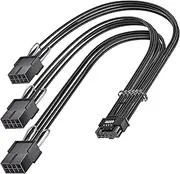 Fasgear PCI-e 5.0 12V-2x6 Extension Cable 30cm 16 Pin(12+4) to 3x8Pin(6+2) Female Sleeved Extension Cable 16AWG 12VHPWR GPU Power Cable Compatible for RTX 3090Ti 4070Ti 4080 4090 5070 5070Ti 5080 5090