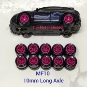PINK 5 SETS 1/64 CUSTOM RUBBER WHEELS TIRES 10MM MUGEN MF10 JDM AXLE HOT WHEELS