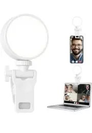 Small Wireless Rechargeable Clip On Ring Light Works With wide Range Of Devices