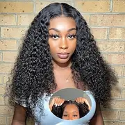 Glueless Wigs Human Hair Pre Plucked Pre Cut 4x4 Hd Lace Closure Wear and Go kinky Curly Lace Front Wigs for Black Women Wet and Wavy Natural Hairline