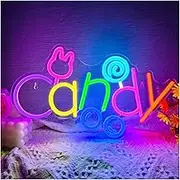 Hanging Art Neon Signs "Candy" Neon Sign USB Powered Dimmable Night Light For Shop Party Children's Bedroom Wall Decor 40cmх23.3cm