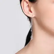 Leaf Threader Earring 1 Pair - Silver - One Size