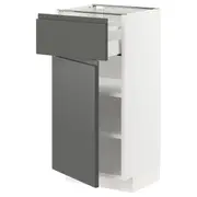 METOD / MAXIMERA base cabinet with drawer/door, white/Voxtorp dark grey, 40x37x80 cm