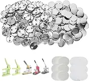 Mostme 300 Sets 1.25 inch Button Maker Supplies, 32mm Button Supplies Button Parts Button Badge Part, Button Making Supplies, Includes Metal Button Pin Back Cover, Metal Shells, Blank Paper&Clear Film